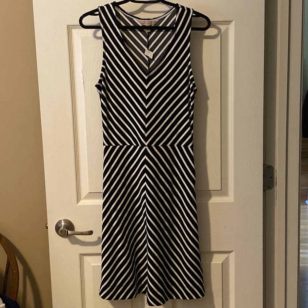 Banana Republic Black White Chevron Stripe Dress
